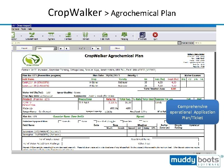 Crop. Walker > Agrochemical Plan Comprehensive operational Application Plan/Ticket 