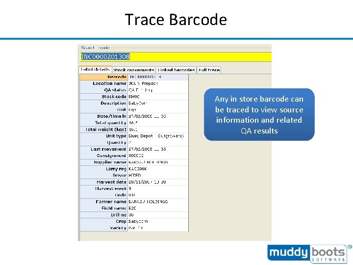 Trace Barcode Any in store barcode can be traced to view source information and