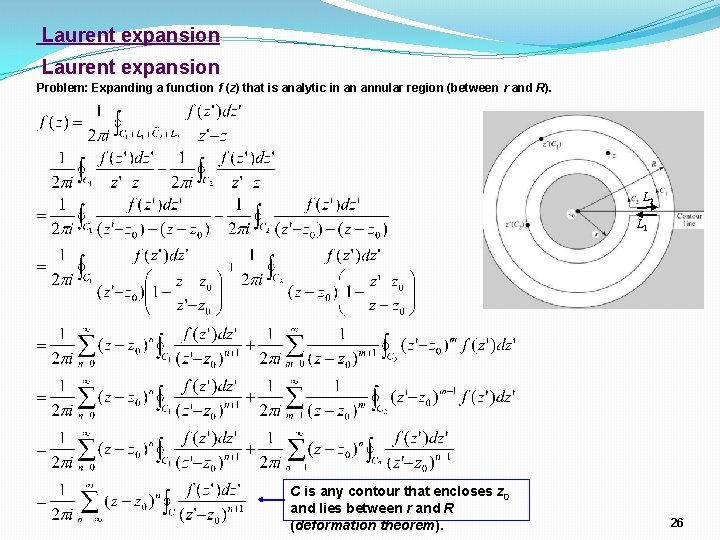 Laurent expansion Problem: Expanding a function f (z) that is analytic in an annular Laurent expansion Problem: Expanding a function f (z) that is analytic in an annular