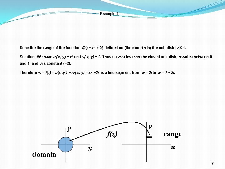 Example 1 Describe the range of the function f(z) = x 2 + 2 Example 1 Describe the range of the function f(z) = x 2 + 2