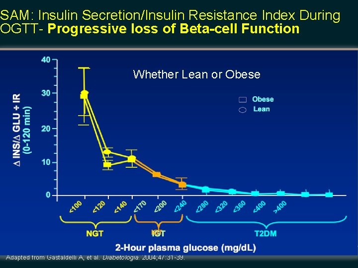SAM: Insulin Secretion/Insulin Resistance Index During OGTT- Progressive loss of Beta-cell Function Whether Lean