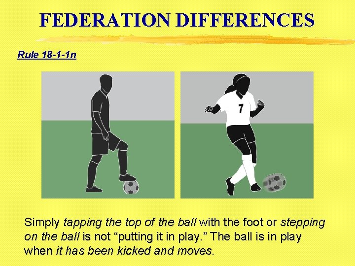 FEDERATION DIFFERENCES Rule 18 -1 -1 n Simply tapping the top of the ball