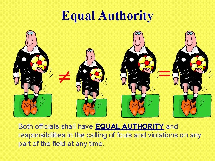 Equal Authority Both officials shall have EQUAL AUTHORITY and responsibilities in the calling of