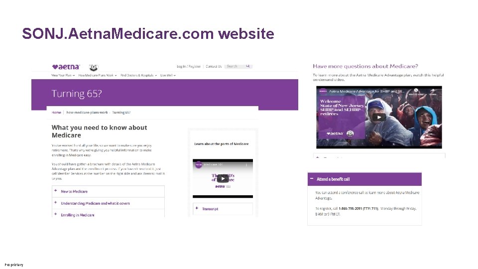 SONJ. Aetna. Medicare. com website Proprietary 