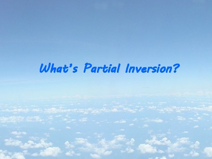 What’s Partial Inversion? 