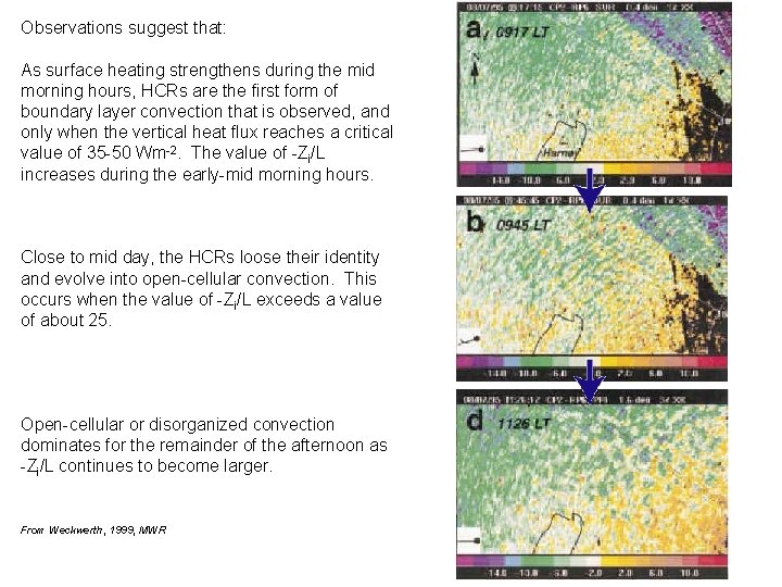 Observations suggest that: As surface heating strengthens during the mid morning hours, HCRs are Observations suggest that: As surface heating strengthens during the mid morning hours, HCRs are