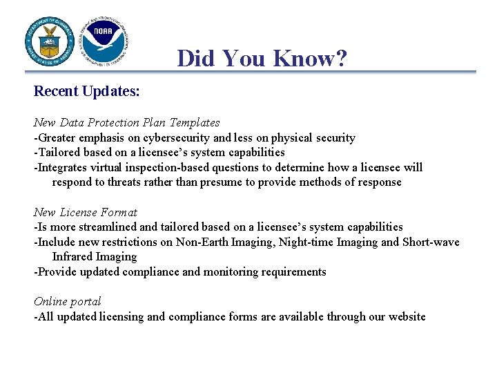 Did You Know? Recent Updates: New Data Protection Plan Templates -Greater emphasis on cybersecurity