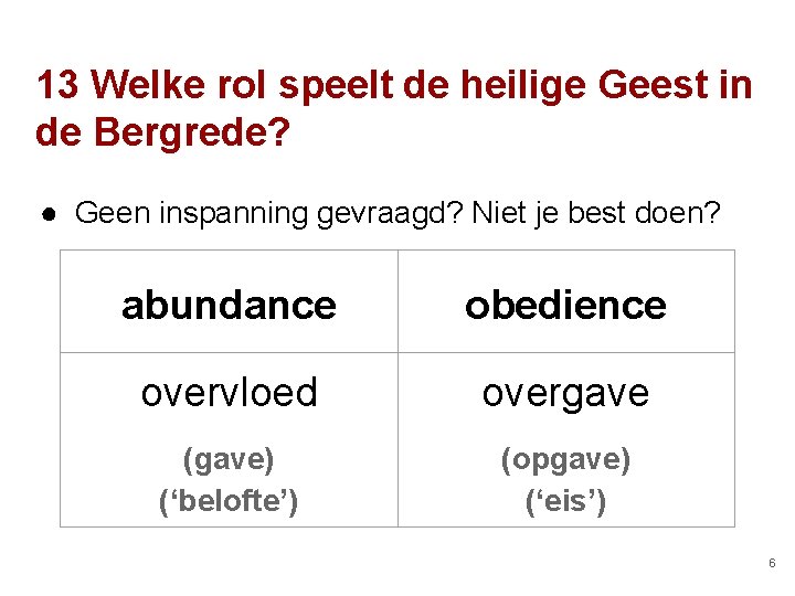 13 Welke rol speelt de heilige Geest in de Bergrede? ● Geen inspanning gevraagd?