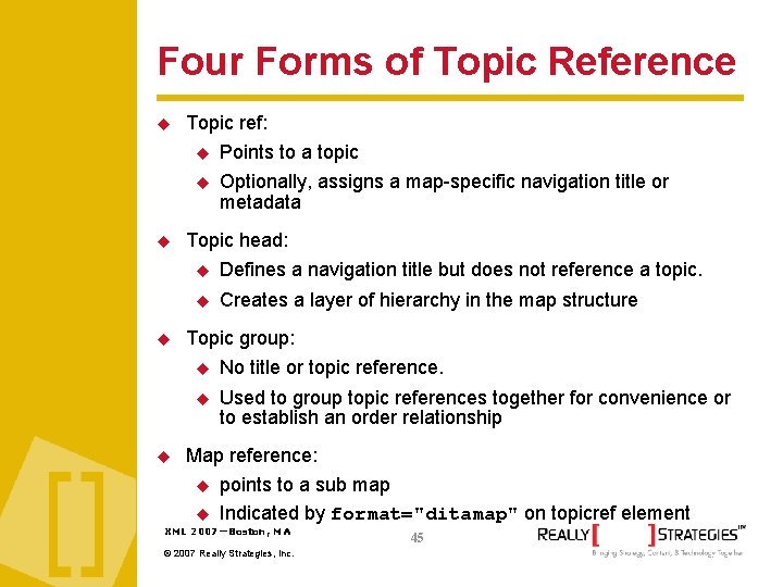 Four Forms of Topic Reference Topic ref: Points to a topic Optionally, assigns a