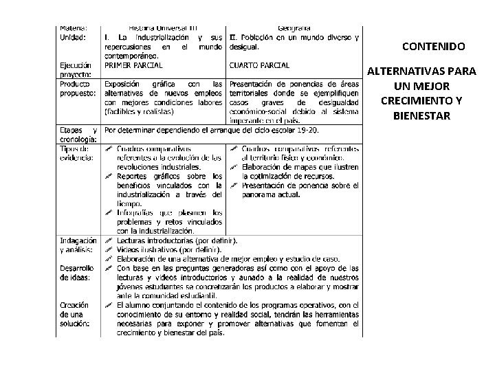 CONTENIDO ALTERNATIVAS PARA UN MEJOR CRECIMIENTO Y BIENESTAR 