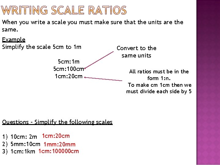 When you write a scale you must make sure that the units are the