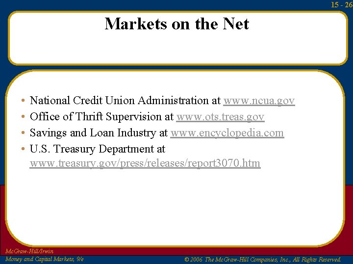 15 - 26 Markets on the Net • • National Credit Union Administration at