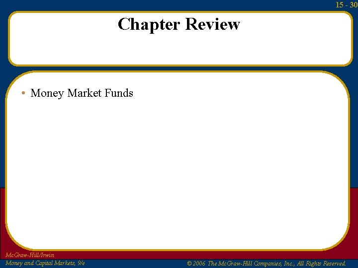 15 - 30 Chapter Review • Money Market Funds Mc. Graw-Hill/Irwin Money and Capital
