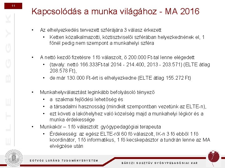 11 Kapcsolódás a munka világához - MA 2016 • Az elhelyezkedés tervezett szférájára 3