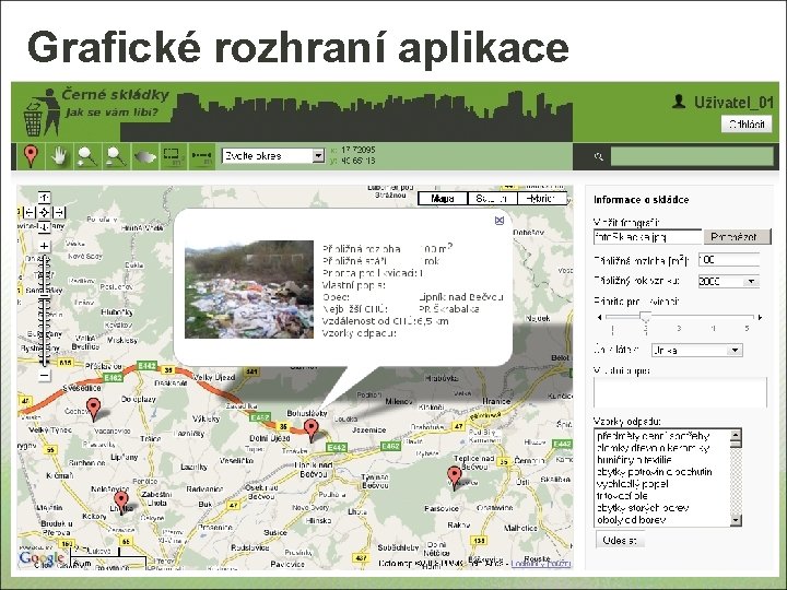 Grafické rozhraní aplikace Title Maps API • Lorem ipsum dolor sit amet, consectetuer Mapový