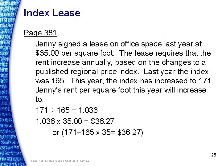 Index Lease Page 381 Jenny signed a lease on office space last year at