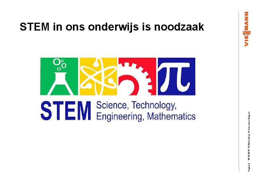 Pagina 2 06. 10. 2016 STEM-building © Viessmann Belgium STEM in ons onderwijs is