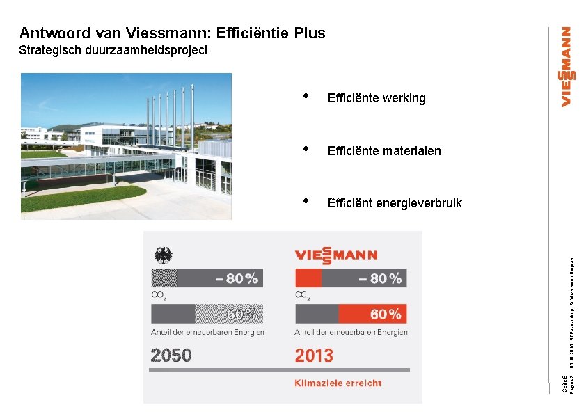 Antwoord van Viessmann: Efficiëntie Plus Strategisch duurzaamheidsproject Efficiënte werking • Efficiënte materialen • CO