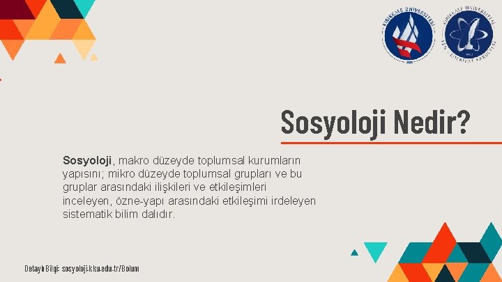 Sosyoloji Nedir? Sosyoloji, makro düzeyde toplumsal kurumların yapısını; mikro düzeyde toplumsal grupları ve bu