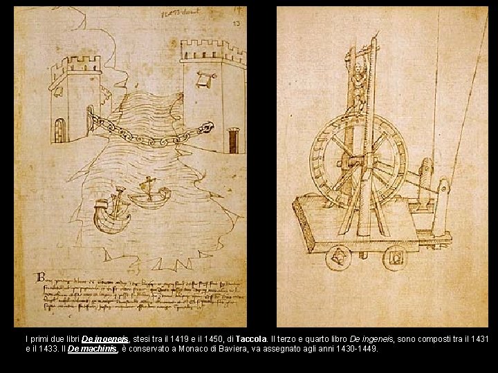 I primi due libri De ingeneis, stesi tra il 1419 e il 1450, di