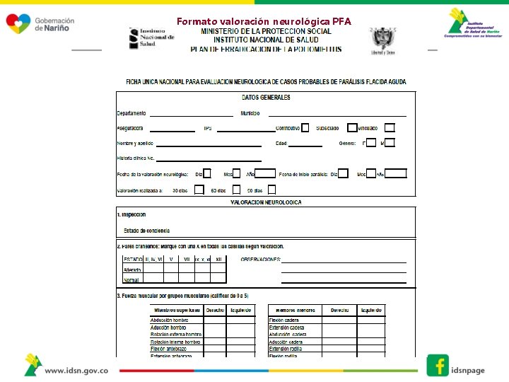 Formato valoración neurológica PFA 