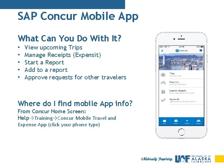 SAP Concur Mobile App What Can You Do With It? • • • View