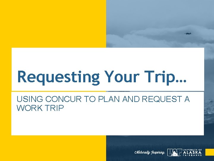 Requesting Your Trip… USING CONCUR TO PLAN AND REQUEST A WORK TRIP 