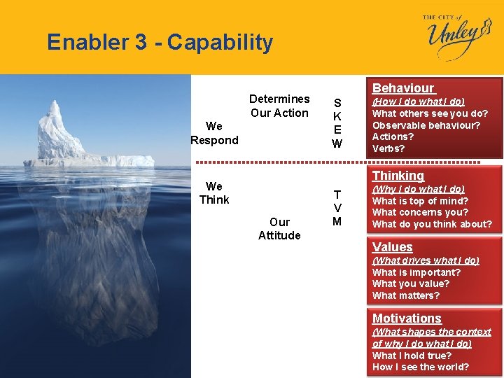 Enabler 3 - Capability Determines Our Action We Respond Behaviour S K E W