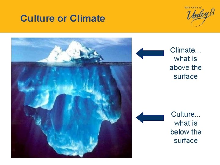 Culture or Climate. . . what is above the surface Culture. . . what