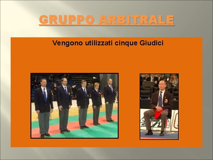 GRUPPO ARBITRALE Vengono utilizzati cinque Giudici 