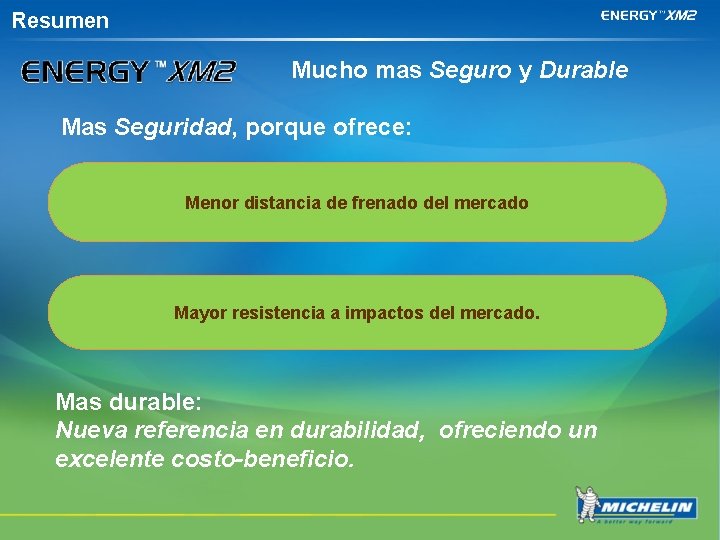 Resumen Mucho mas Seguro y Durable Mas Seguridad, porque ofrece: Menor distancia de frenado