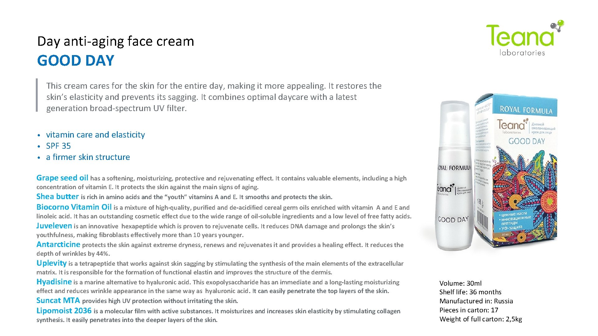 Day anti-aging face cream GOOD DAY This cream cares for the skin for the