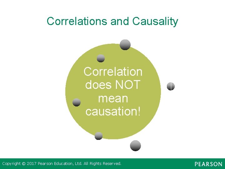 Correlations and Causality Correlation does NOT mean causation! Copyright © 2017 Pearson Education, Ltd.