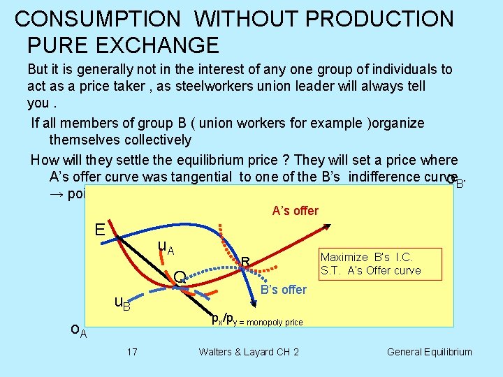 CONSUMPTION WITHOUT PRODUCTION PURE EXCHANGE But it is generally not in the interest of