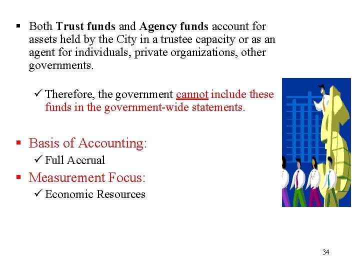 § Both Trust funds and Agency funds account for assets held by the City