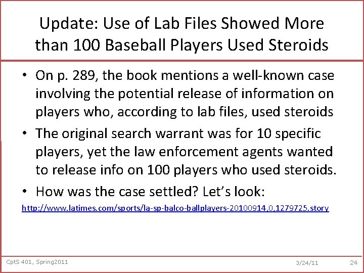 Update: Use of Lab Files Showed More than 100 Baseball Players Used Steroids •