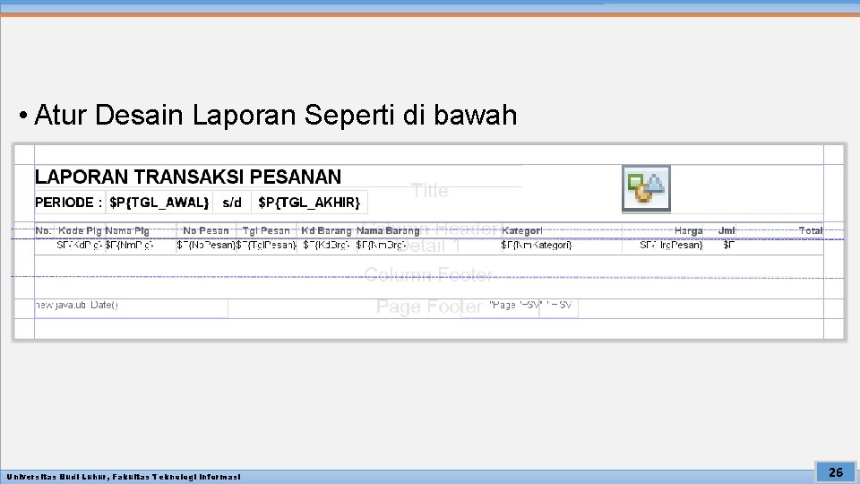  • Atur Desain Laporan Seperti di bawah Universitas Budi Luhur, Fakultas Teknologi Informasi