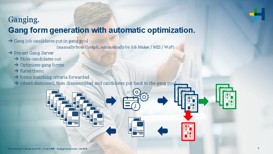 Ganging. Gang form generation with automatic optimization. Gang job candidates put in gang pool