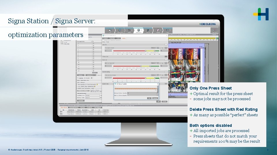 Signa Station / Signa Server: optimization parameters Only One Press Sheet + Optimal result