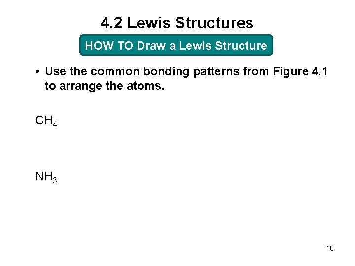 4. 2 Lewis Structures HOW TO Draw a Lewis Structure • Use the common