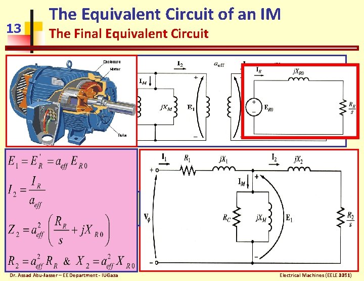 13 The Equivalent Circuit of an IM The Final Equivalent Circuit Rotor Circuit Model