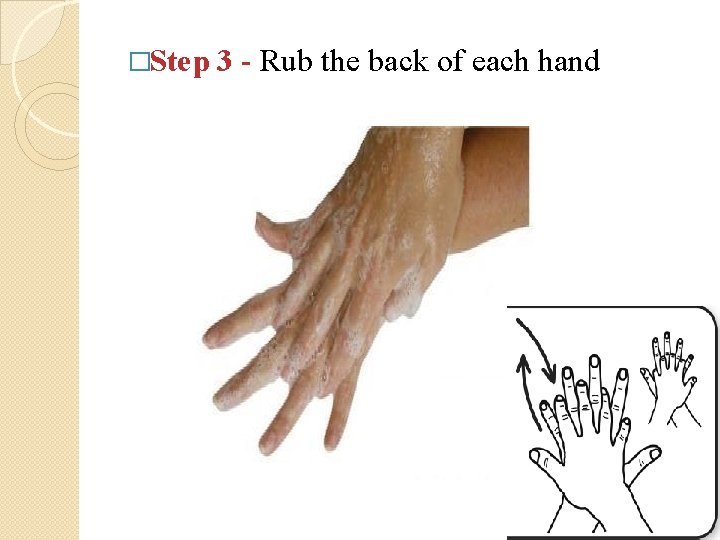 �Step 3 - Rub the back of each hand 