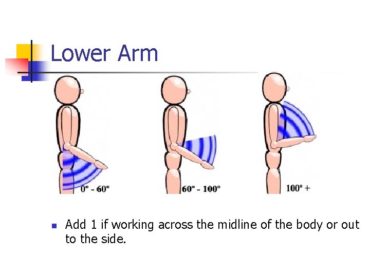 Lower Arm n Add 1 if working across the midline of the body or