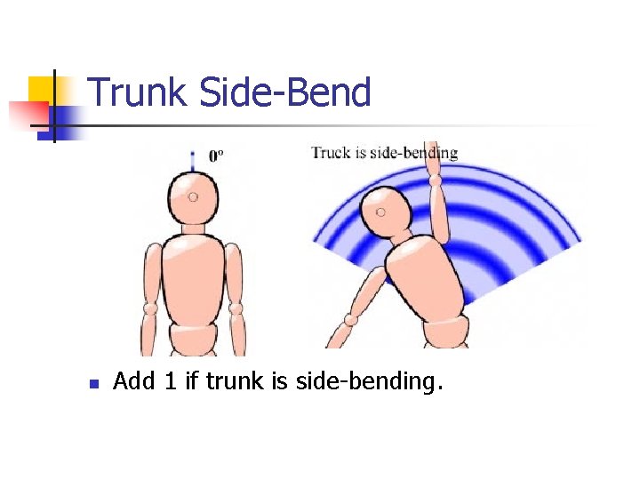 Trunk Side-Bend n Add 1 if trunk is side-bending. 