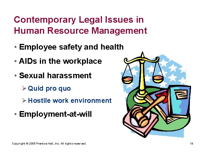 Contemporary Legal Issues in Human Resource Management • Employee safety and health • AIDs