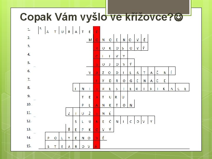Copak Vám vyšlo ve křížovce? 
