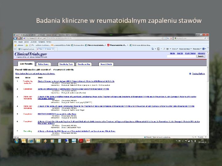 Badania kliniczne w reumatoidalnym zapaleniu stawów 
