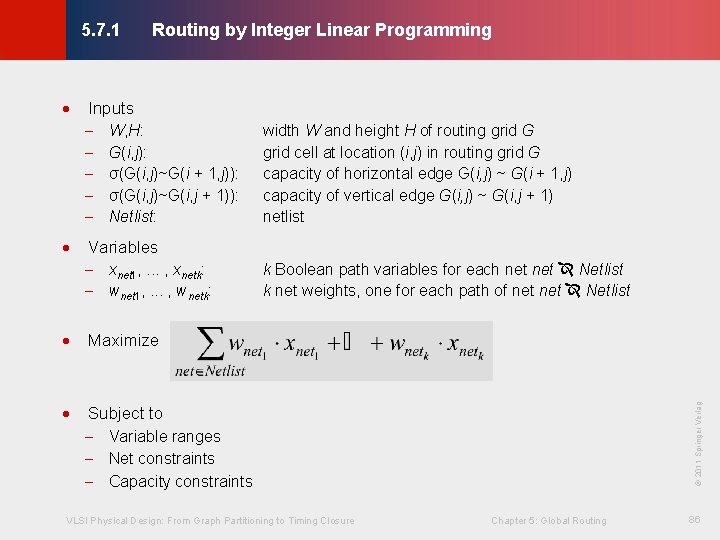 Routing by Integer Linear Programming © KLMH 5. 7. 1 · Inputs - W,