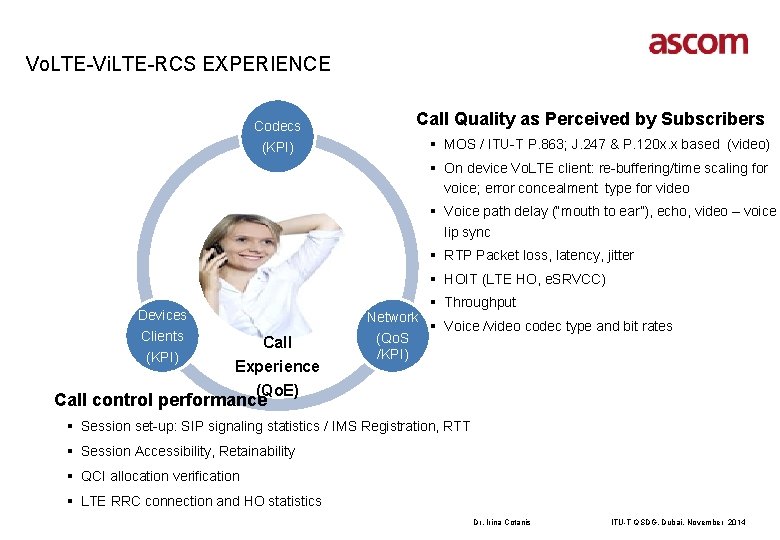 Vo. LTE-Vi. LTE-RCS EXPERIENCE Call Quality as Perceived by Subscribers Codecs § MOS /