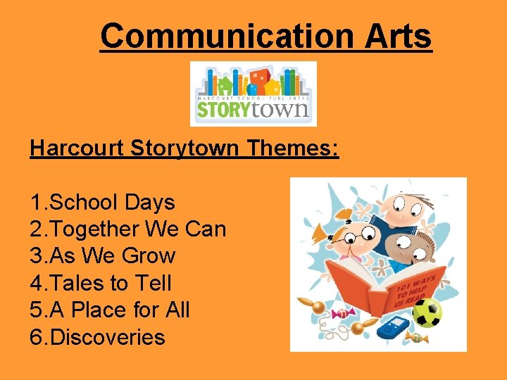 Communication Arts Harcourt Storytown Themes: 1. School Days 2. Together We Can 3. As